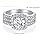 MDFUN 18K White Gold Plated Cubic Zirconia Three-in-One Halo Wedding Engagement Promise Eternity Ring for Women